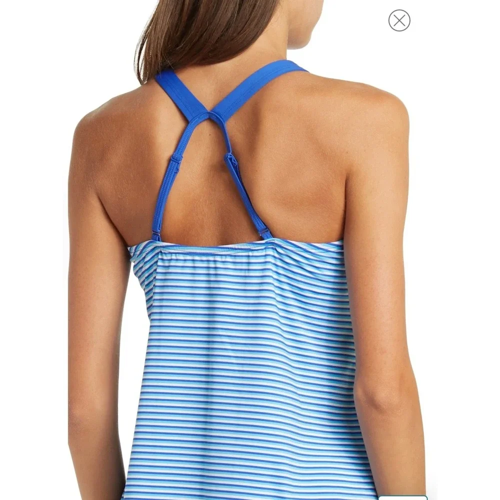 Nike Stripe V- Neck Tankini Blue‎ S